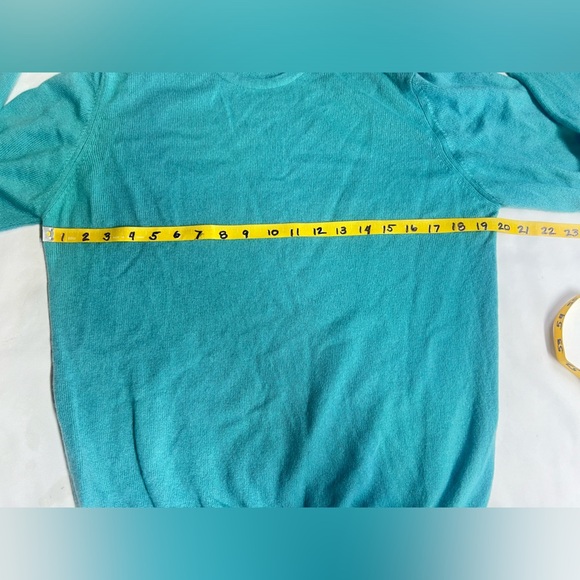 CHARTER CLUB Aqua blue 💯 Cashmere crew‎ neck sweater size M - Picture 11 of 12